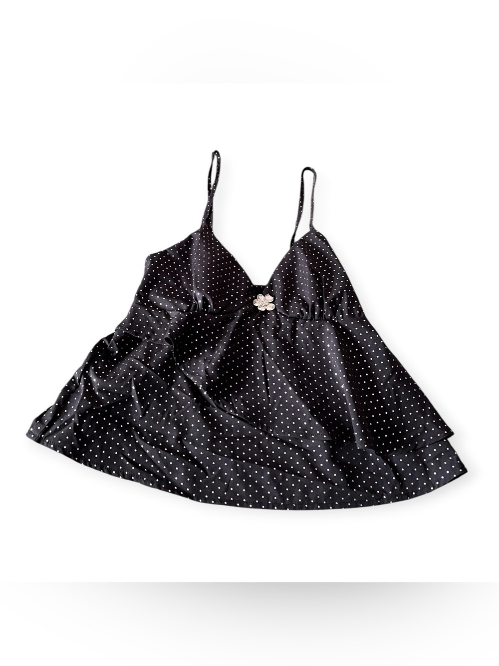 Black Polka Dot Peplum Cami Top XS